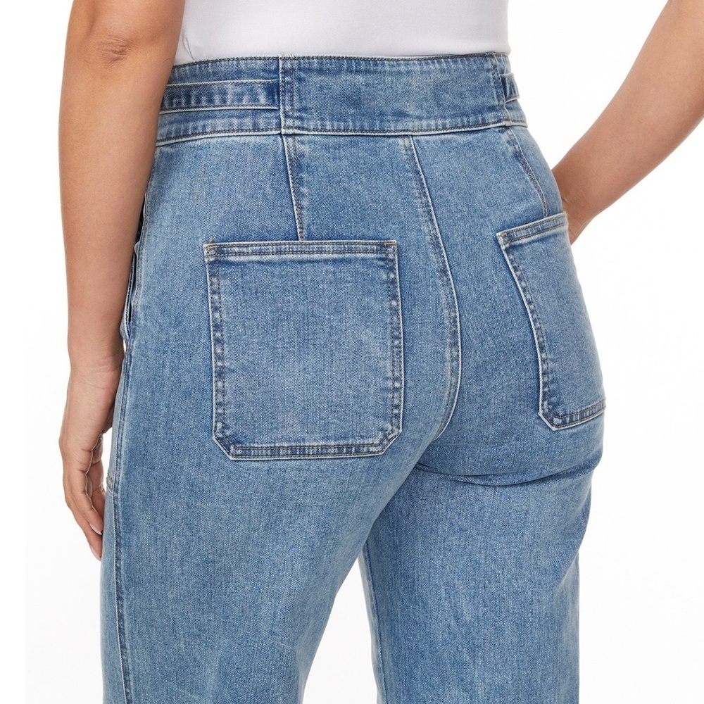 Hudson Mid Rise Tie Waist Wide Leg Cropped Light Wash Jeans 27 4 - Picture 5 of 12